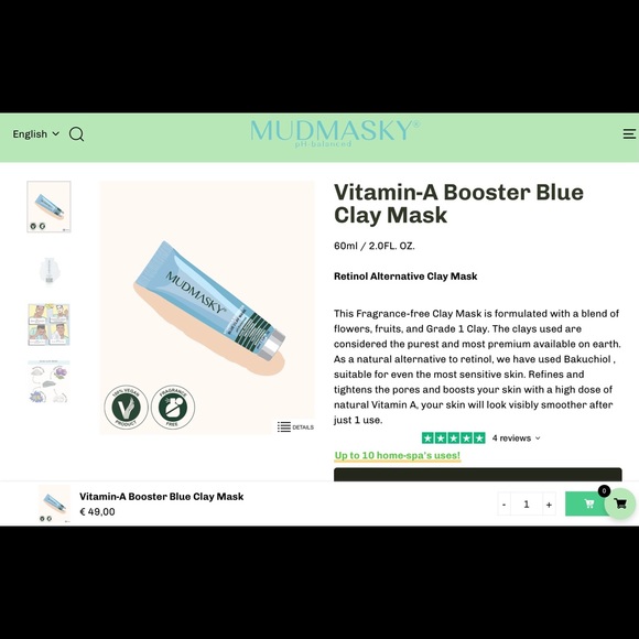 Mudmasky Vitamin-A Booster Blue Clay Mask - Picture 2 of 3
